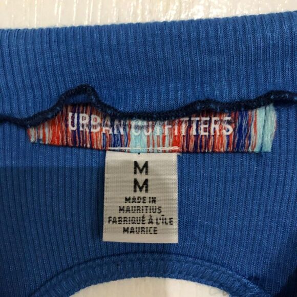 Urban Outfitters Mini Dress Uo Deja Seamed Mock Neck Cutout Back Blue Medium - Picture 5 of 8